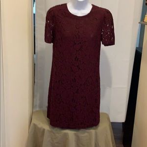 Charles Henry Sz XS Wine Floral Lace Dress